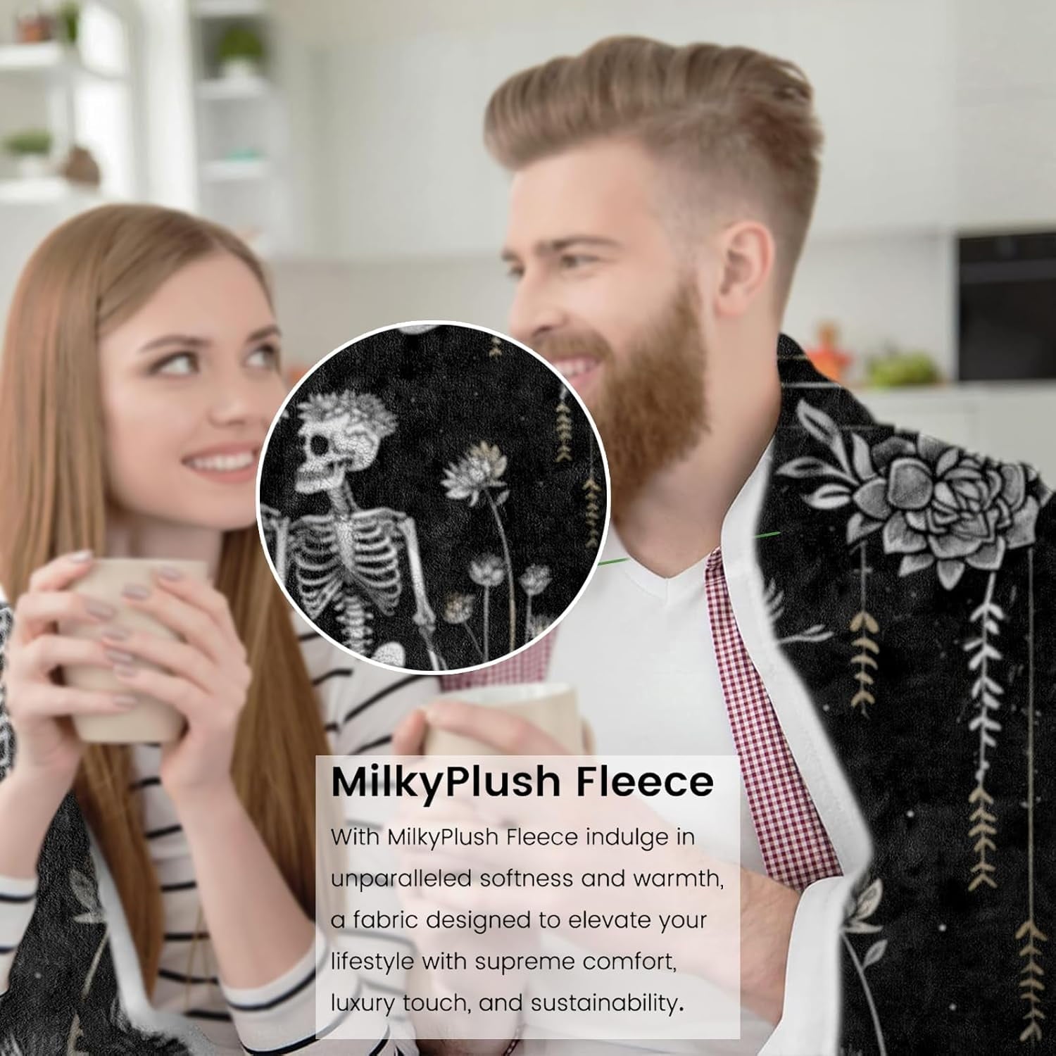 The Lovers Skeleton Blanket Gifts for Kids Adult Women,Gothic Romantic Flannel Throw Blankets,Soft Comfy Lightweight for Room Couch Bed Sofa Bold Halloween Goth Decor,Horror Lovers 60x50in