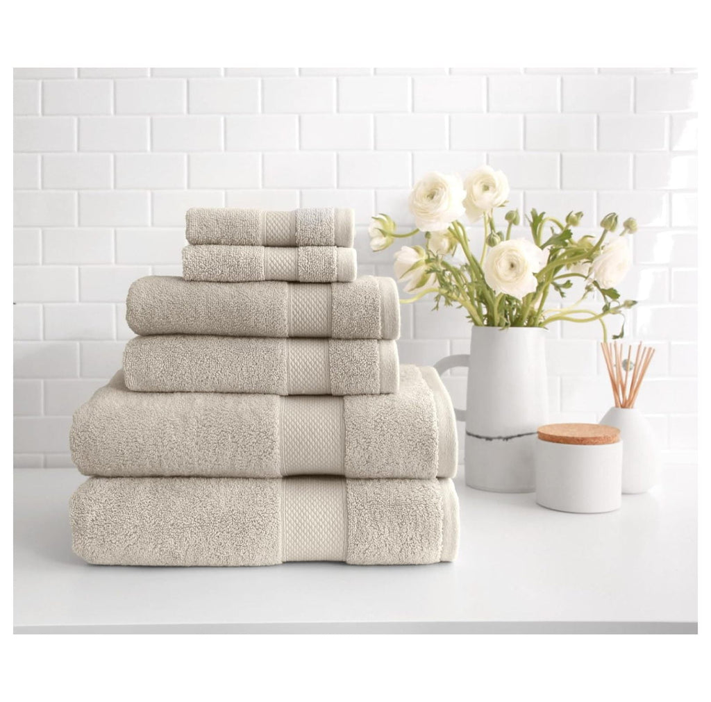 6 Piece Towel Set - Luxurious 100% Long-Staple Turkish Cotton - Soft, Absorbent &amp; Fast Drying, Linen