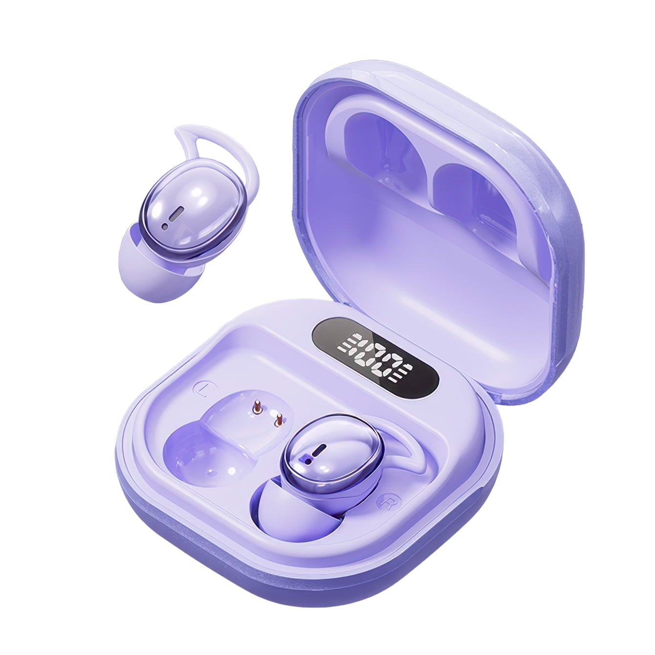 Bluetooth 5.4 Invisible Noise Cancelling Sleep Earbuds, Mini Hidden Tiny Headphones for Small Ears Women Men (M72) purple