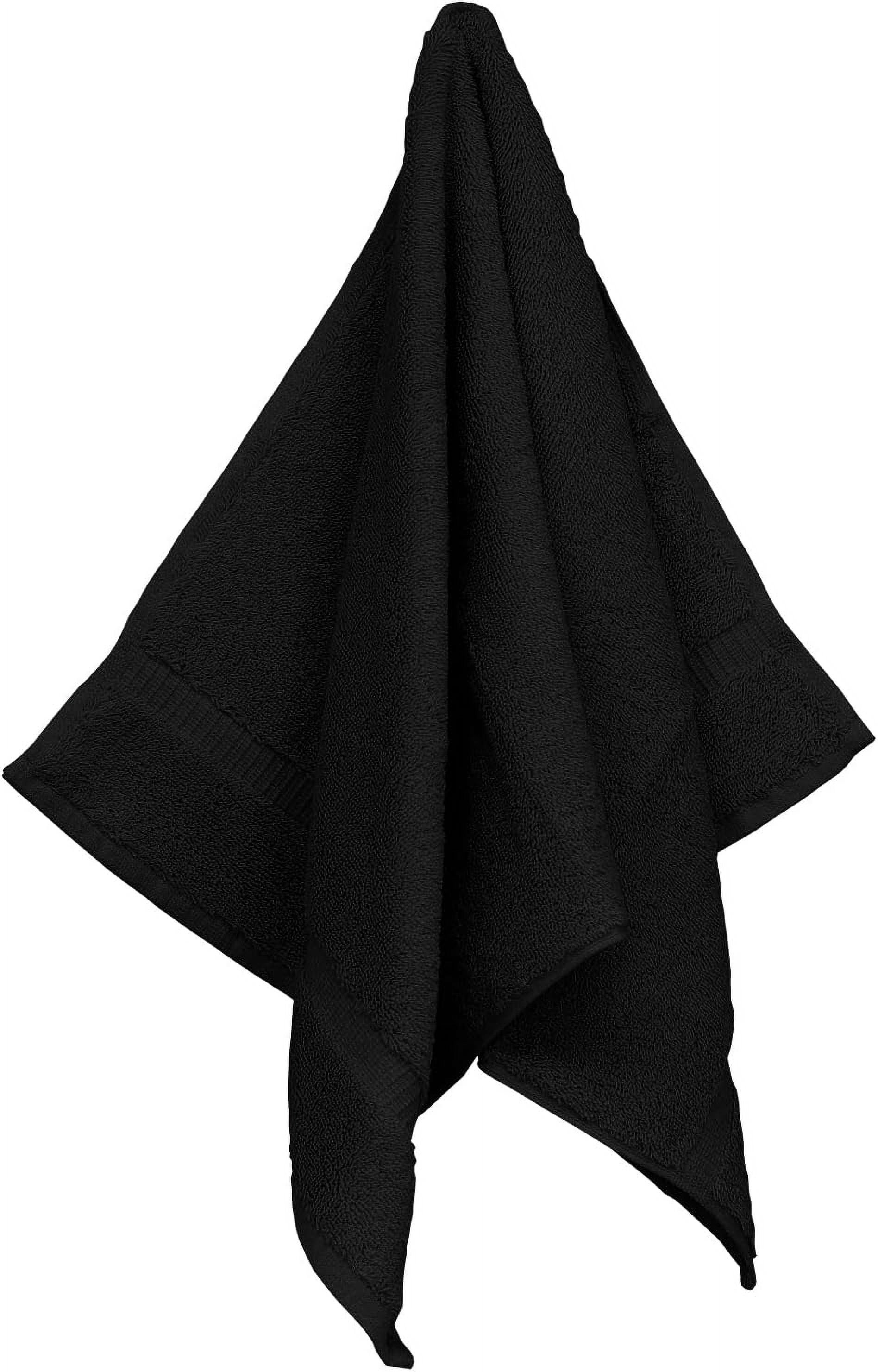 Hand Towel, 16 x 30 Inches Set of 2, Gift- Letter Embroidered with Square Design on Black Towel - Extra Absorbent - 100% Turkish Cotton - Soft Finish - Initial E