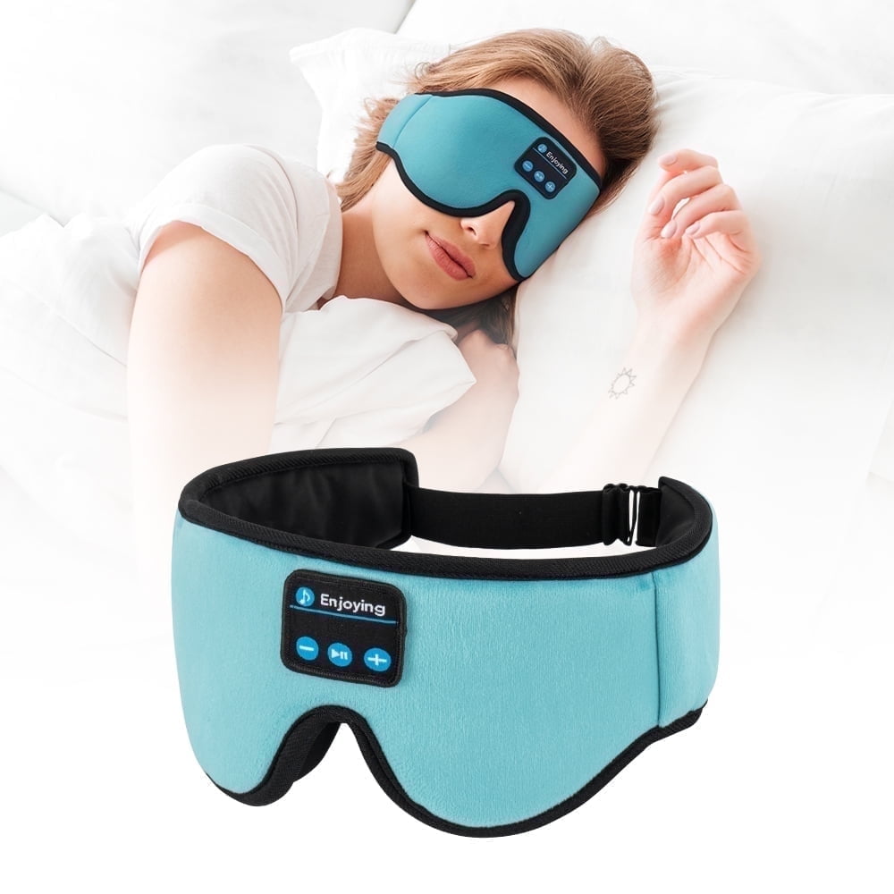 SYPVRY Bluetooth Sleep Mask With Music For Sleeping Airplane Travel Light Blocking Wireless Headphones