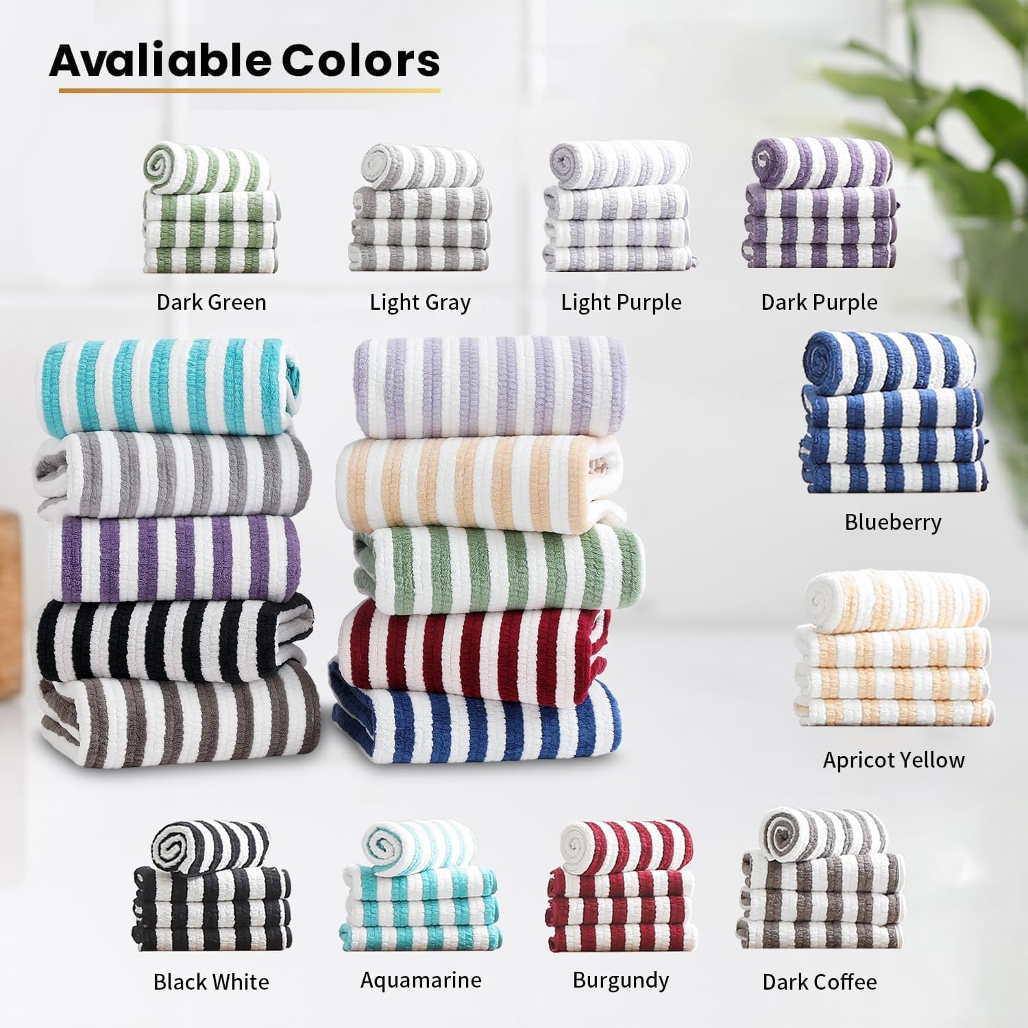 18-Piece Microfiber Bath Towels Set - 6 Bath Sheet, 6 Hand Towels, 6 Washcloths, Soft, Highly Absorbent Bathroom Towel, Quick Dry &amp; Less Lint Shower towel for Bathroom, Hotel, Spa, Dorm-Dark Purple