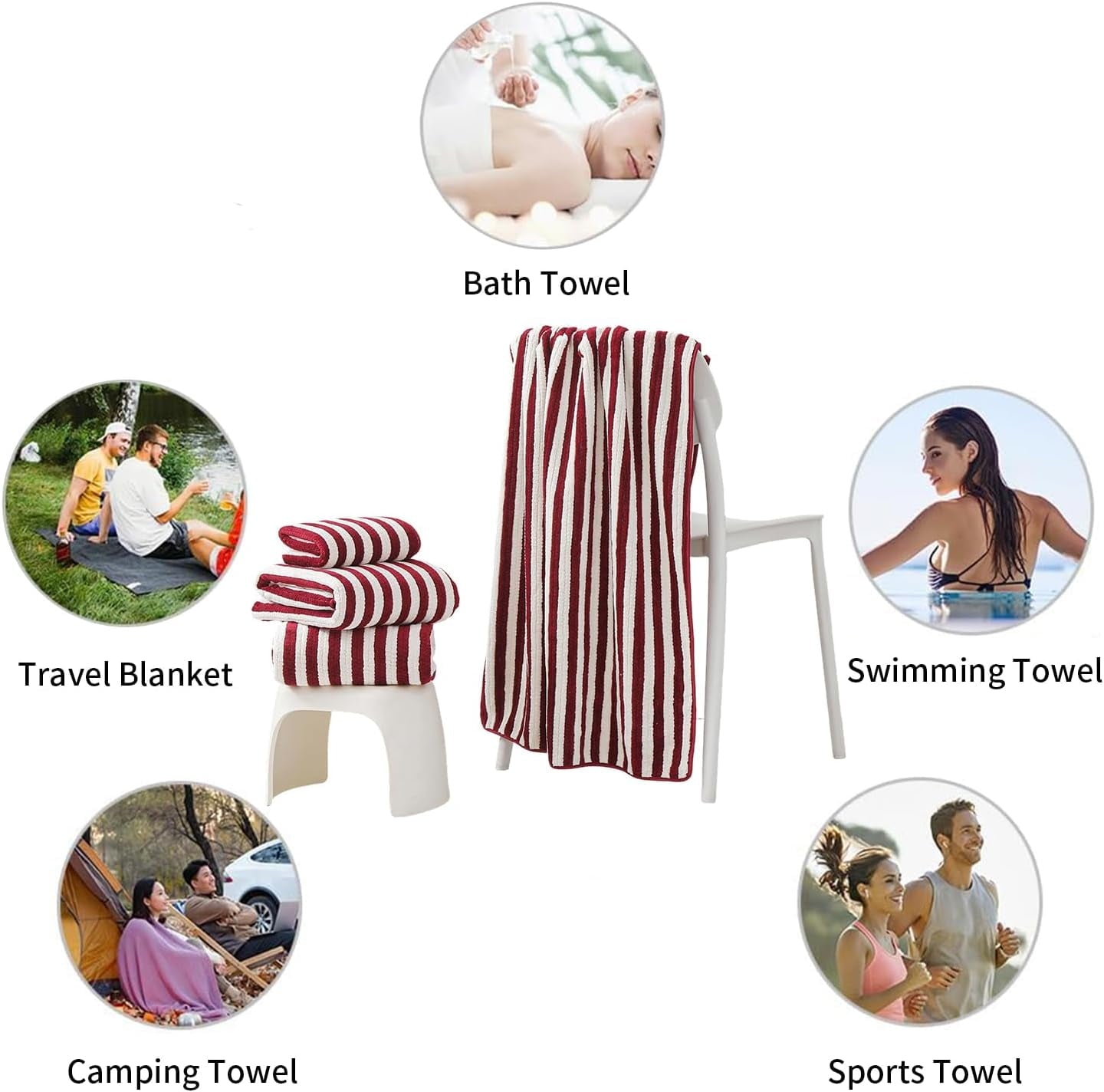 18-Piece Microfiber Bath Towels Set - 6 Bath Sheet, 6 Hand Towels, 6 Washcloths, Soft, Highly Absorbent Bathroom Towel, Quick Dry &amp; Less Lint Shower towel for Bathroom, Hotel, Spa, Dorm-Dark Purple