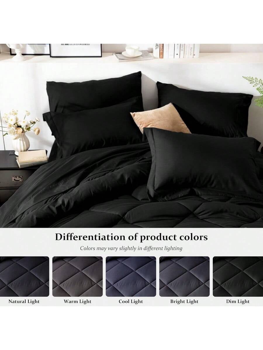 King Comforter Set Black Bed In A Bag King Size 8 Pieces All Season Bed Set Fluffy Comforter Set With Sheets Sheet Set Quilt Blanket Pillowcases Shams Bed Skirt