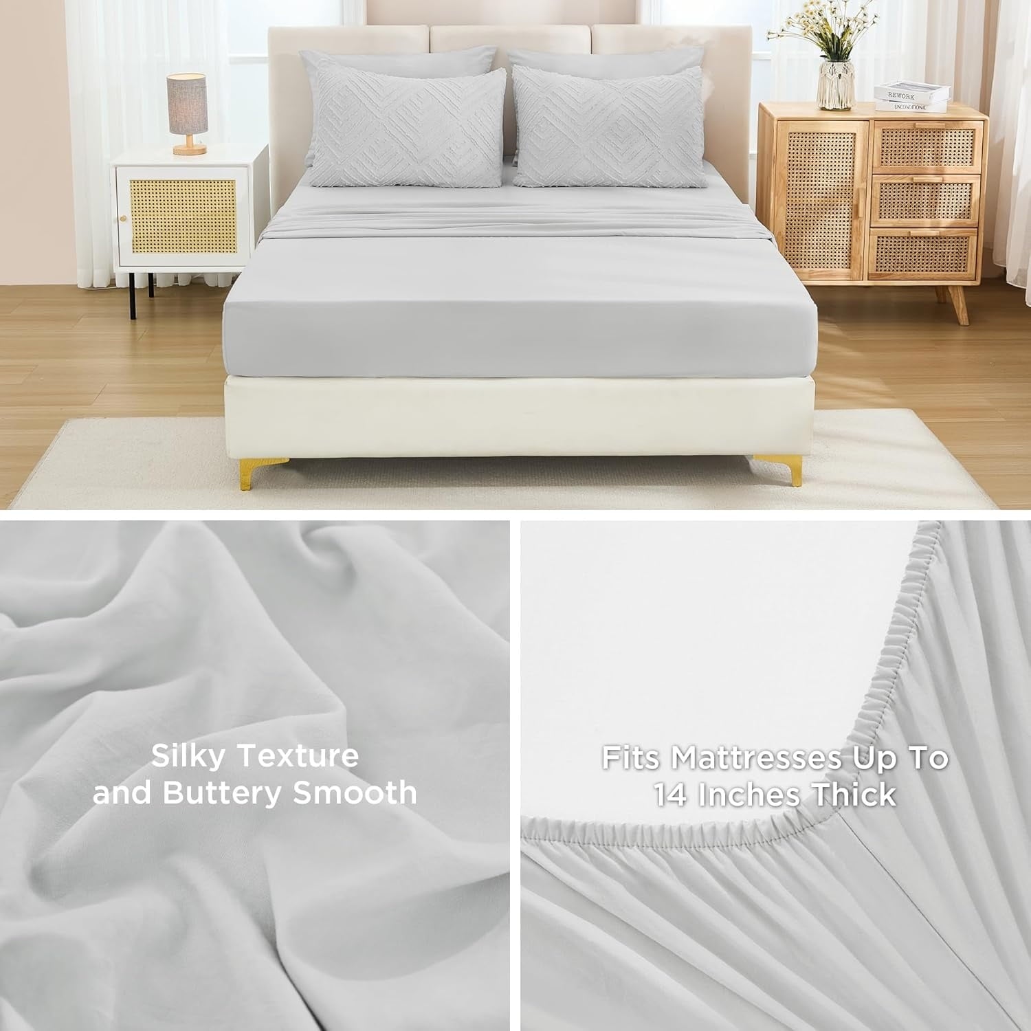7 Pieces Bed in a Bag Tufted Bedding Sets Lightweight All Season Bed Set with Comforter, Sheets, Pillowcases &amp; Shams