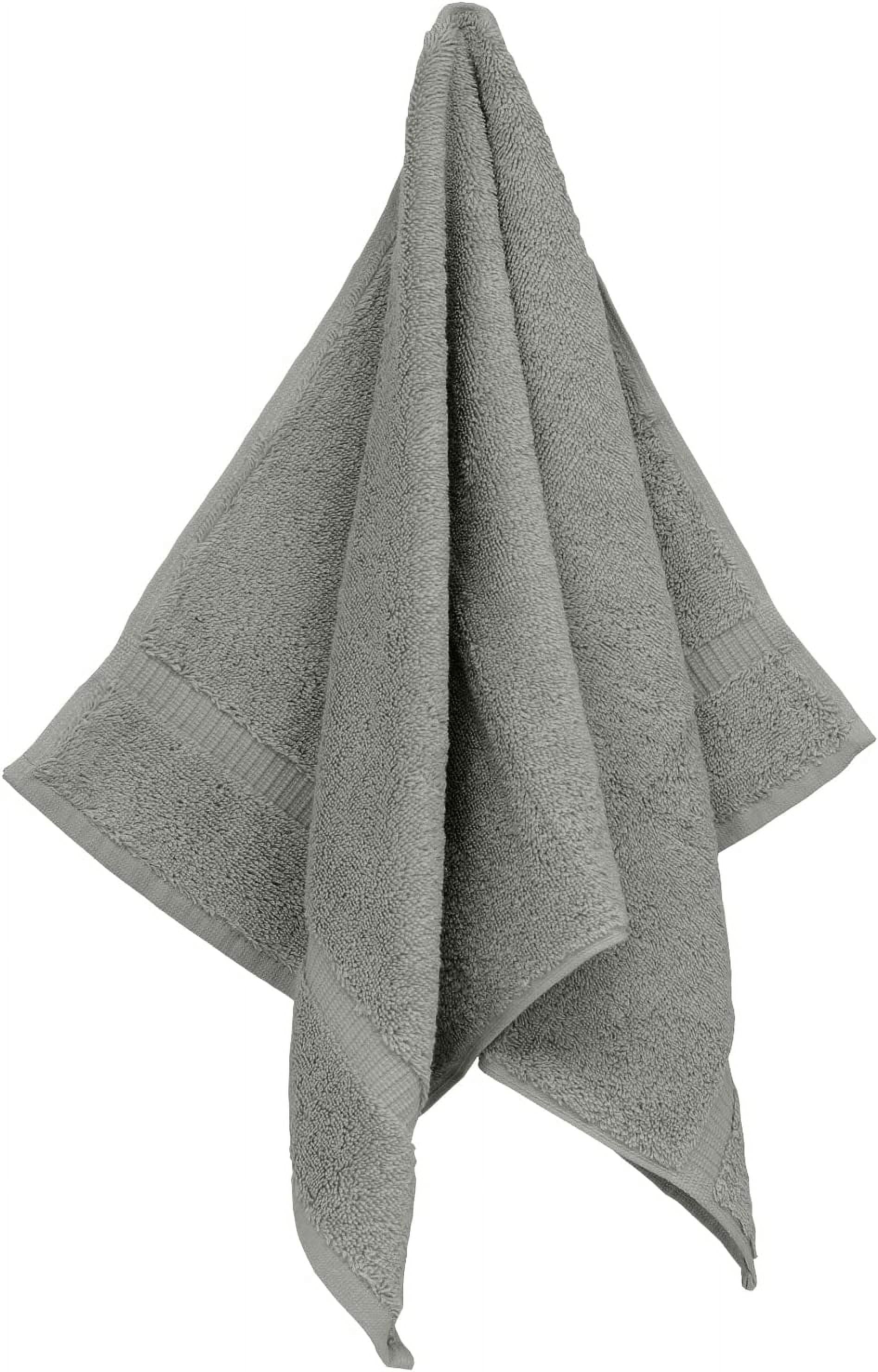 Hand Towel, 16 x 30 Inches Set of 2, Gift- Silver Letter Embroidered with Square Design on Gray Towel - Extra Absorbent - 100% Turkish Cotton - Soft Finish - Initial I
