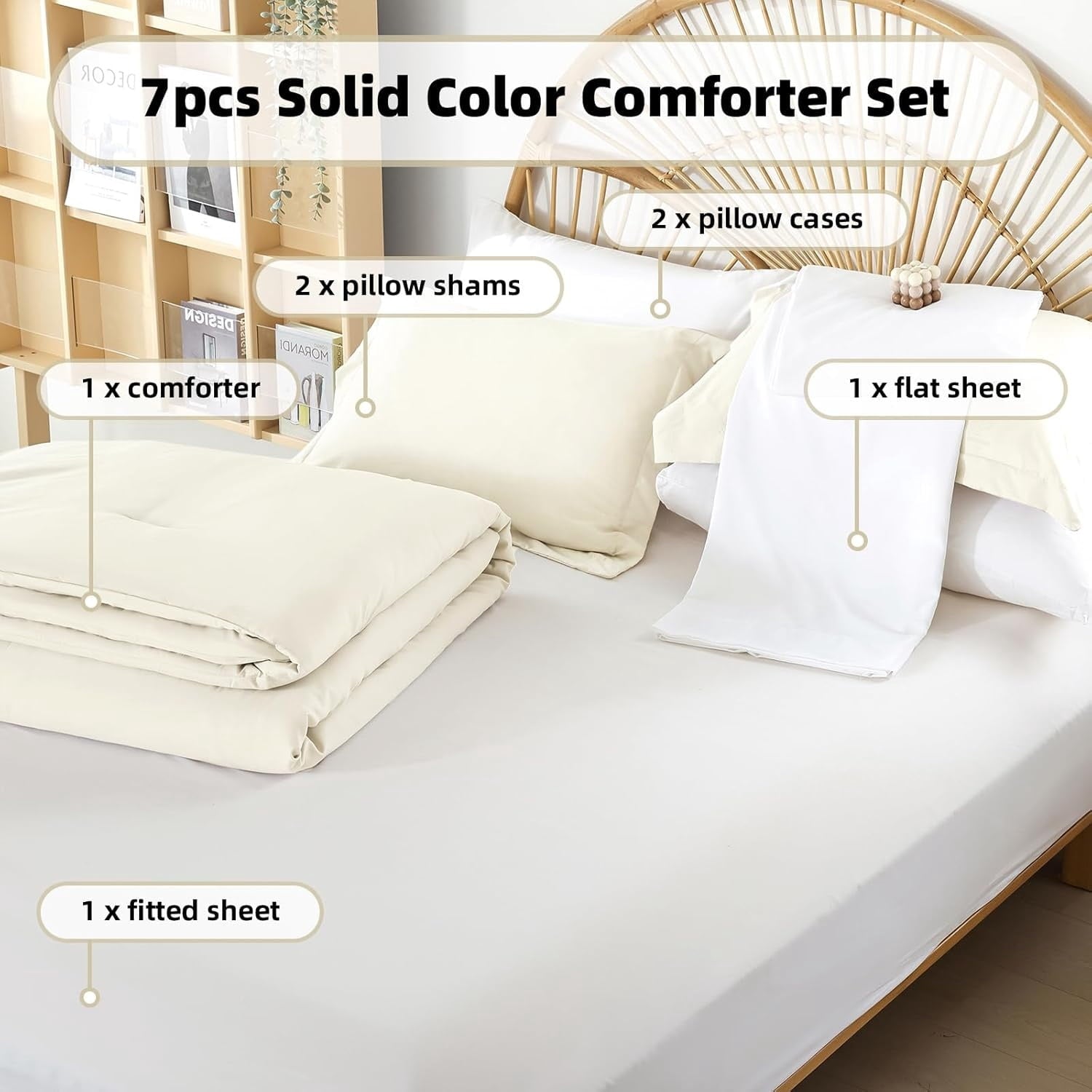 Full Size Comforter Set Ivory Comforter Set 7 Pieces Comforters Full Size Bed in a Bag with Sheets Fluffy Bedding Set for Women and Men