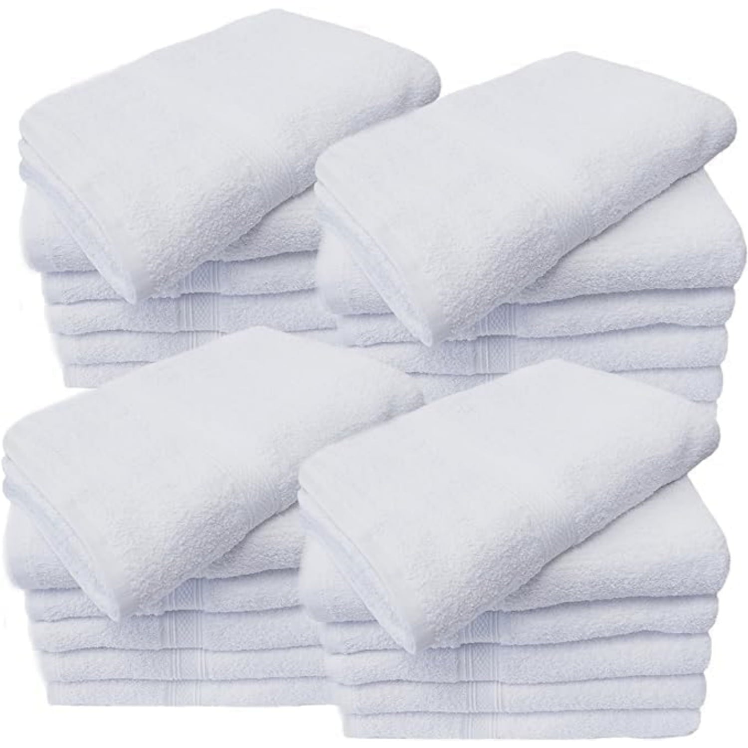 15X25 Hand Towels - White Soft 100% Cotton Ring Spun Loops - Highly Absorbent and Quick Drying Medium Towels Linen Essentials - Ideal for Bathroom, Spa, Travel, and Gym Use (24)