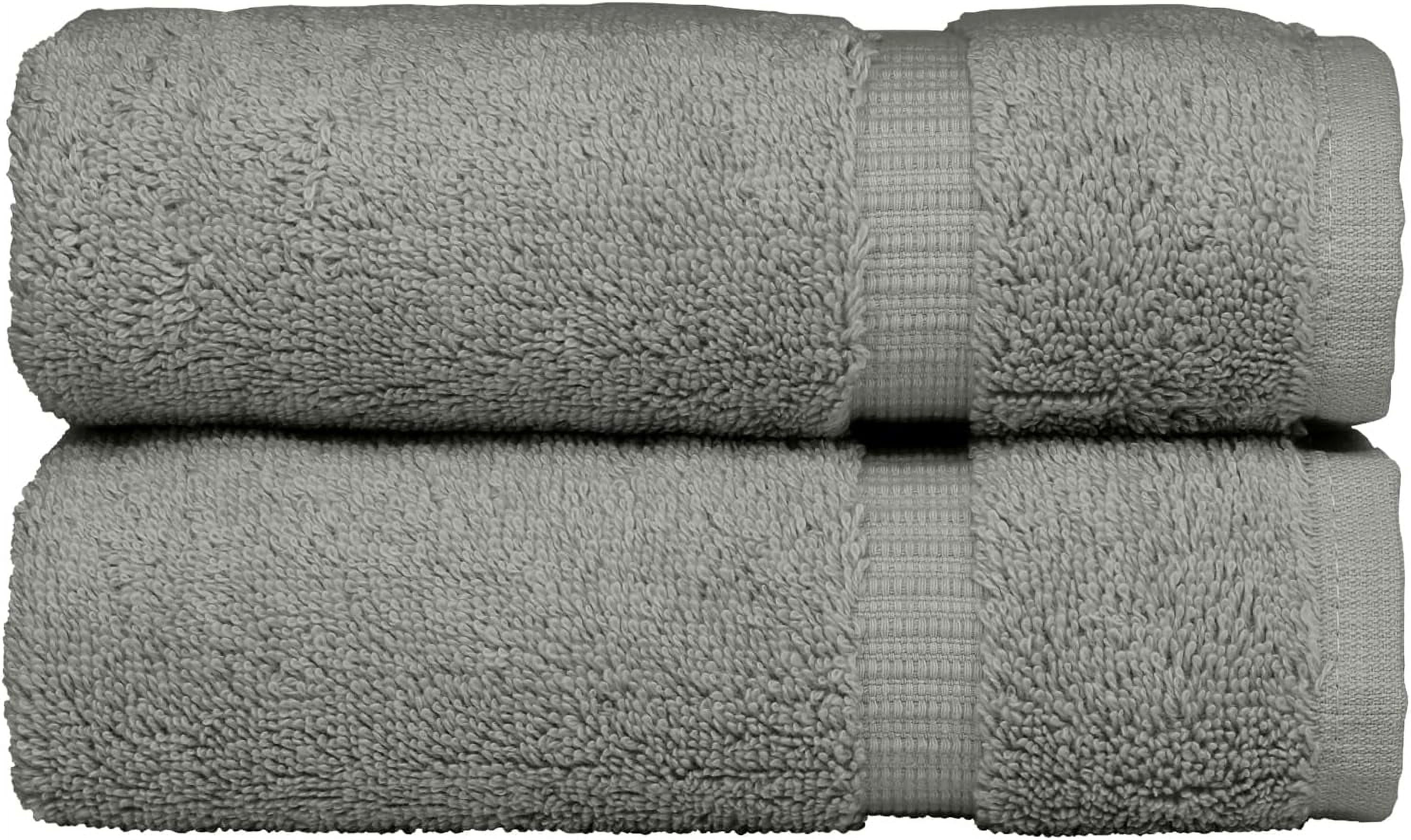 Hand Towel, 16 x 30 Inches Set of 2, Gift- Silver Letter Embroidered with Square Design on Gray Towel - Extra Absorbent - 100% Turkish Cotton - Soft Finish - Initial M