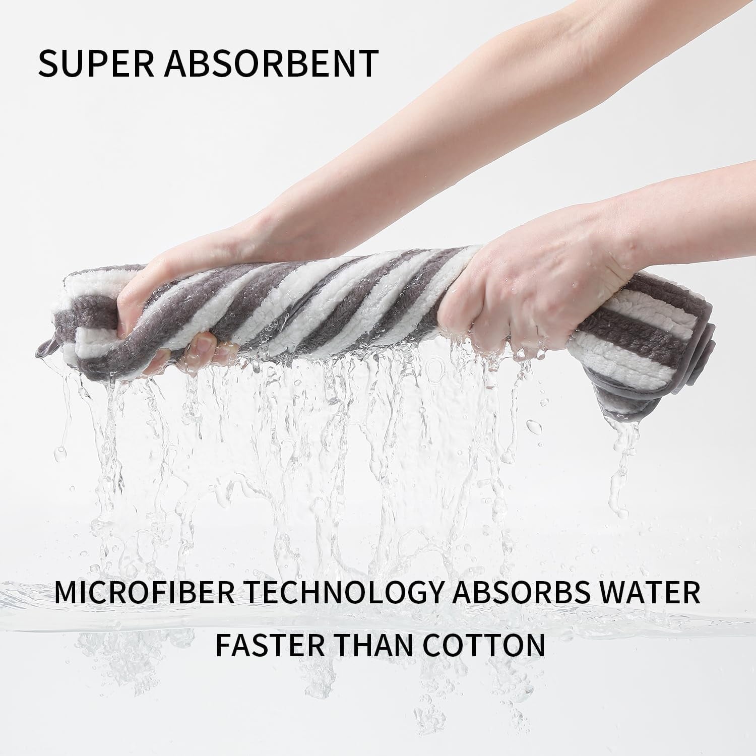 18-Piece Microfiber Bath Towels Set - 6 Bath Sheet, 6 Hand Towels, 6 Washcloths, Soft, Highly Absorbent Bathroom Towel, Quick Dry &amp; Less Lint Shower towel for Bathroom, Hotel, Spa, Dorm-Light Grey