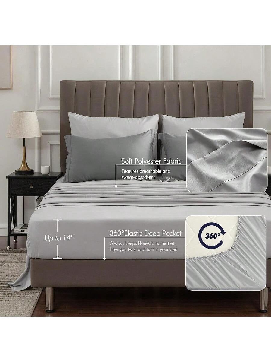 Queen Comforter Set 7 Pieces Bed In A Bag Soft Microfiber Reversible Grey Bed Set With Comforters Sheets Pillowcases Shams Cozy Luxury Bedding Sets For All Season